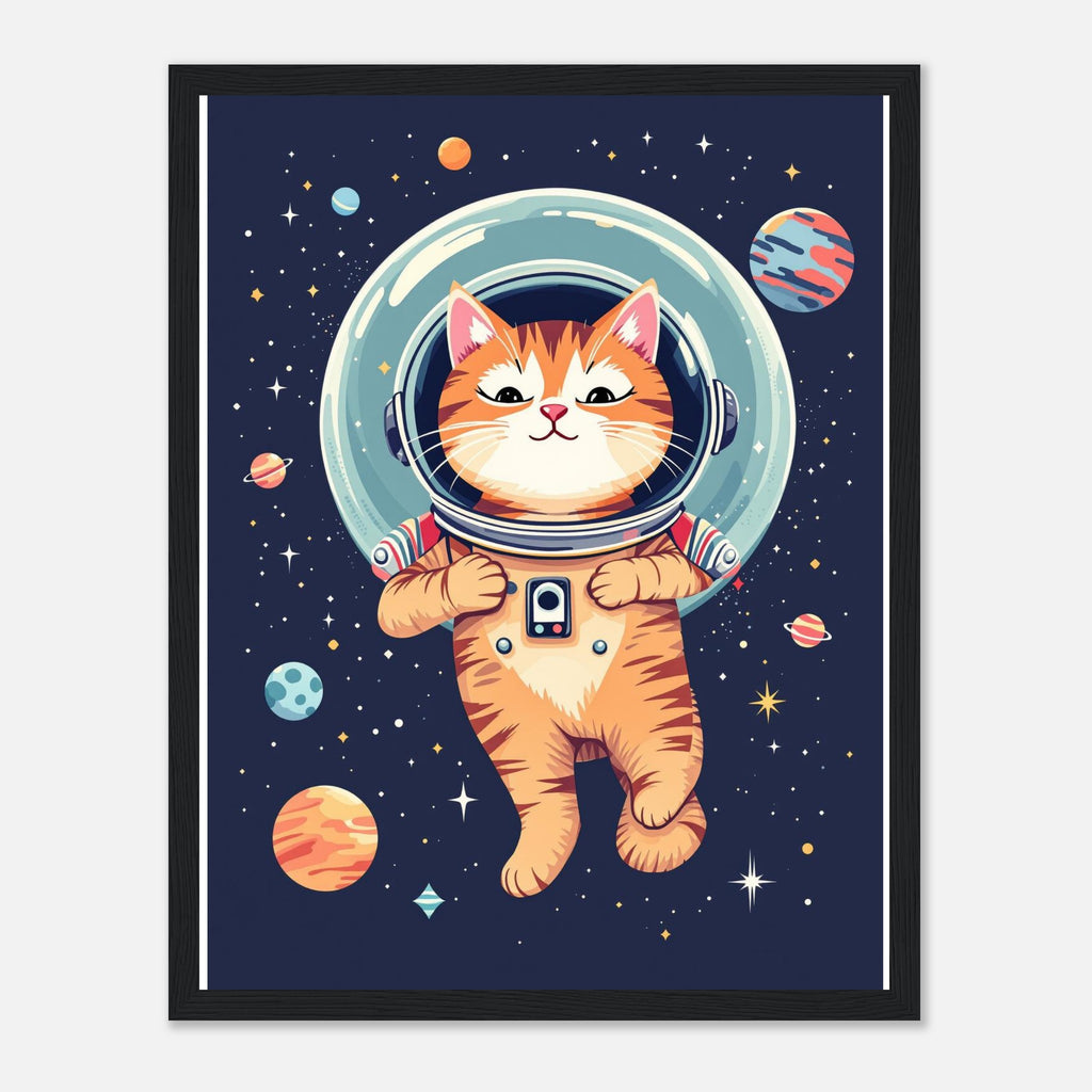 Cat Astronaut Framed Print Wall Art Ready to Hang UK Framed Art Print — detail view | Wild Thread Co