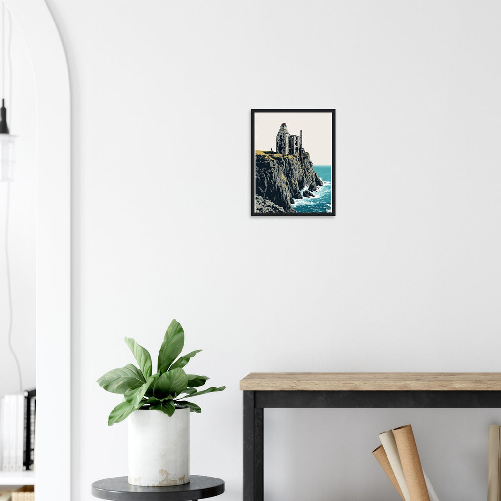 Cornish Tin Mine Cliff Framed Art Print — detail view | Wild Thread Co