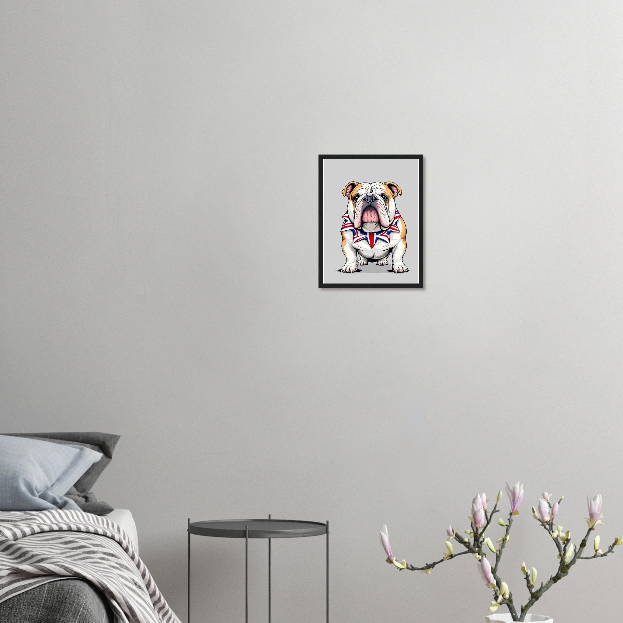 Bulldog Art Framed Print Wall Art Ready to Hang UK Framed Art Print — detail view | Wild Thread Co