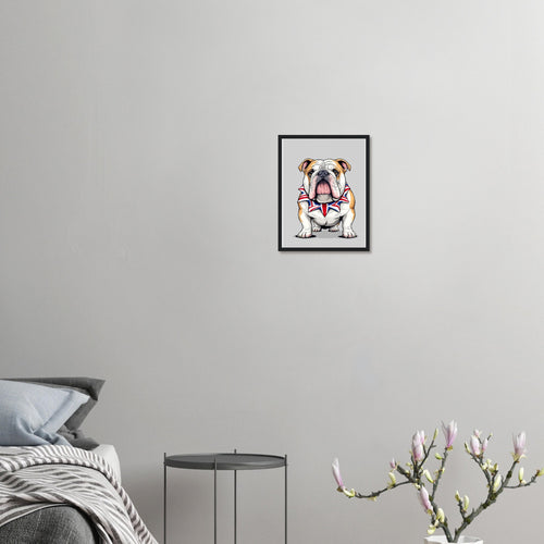 Bulldog Art Framed Print Wall Art Ready to Hang UK Framed Art Print — detail view | Wild Thread Co