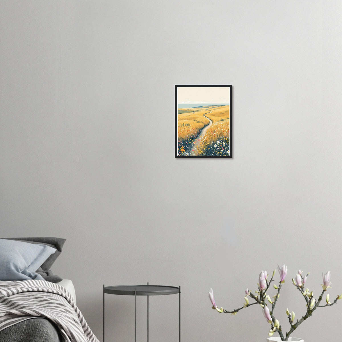 Chalk Downland South Downs Walker Framed Print Wall Art Ready to Hang - Wild Thread Co