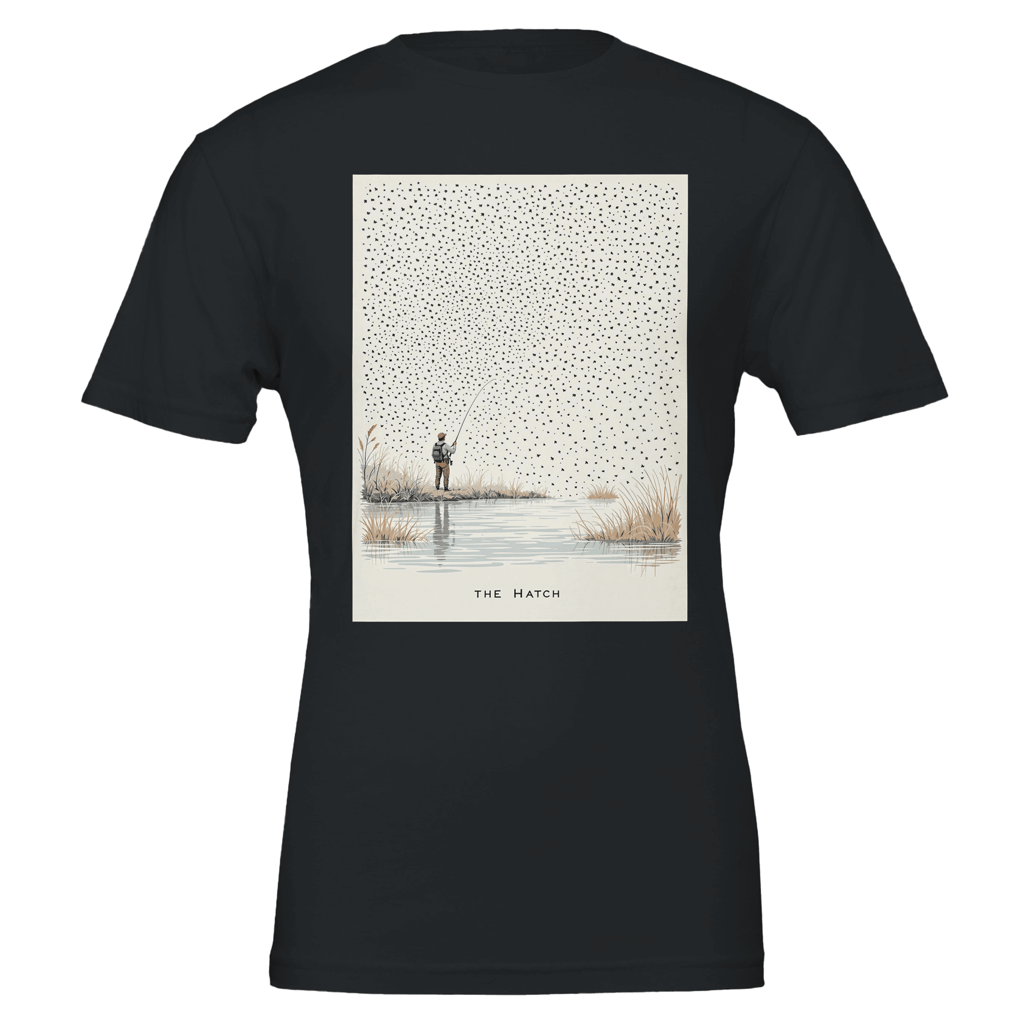 Chalk Stream Mayfly Hatch T-Shirt | Fly Fishing Tee Navy - Wild Thread Co