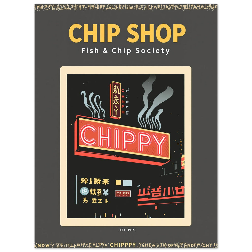 Chip Shop Vintage Travel Art Wall Art UK Art Print Poster Wall Art UK UK Gift Art Print — detail view | Wild Thread Co