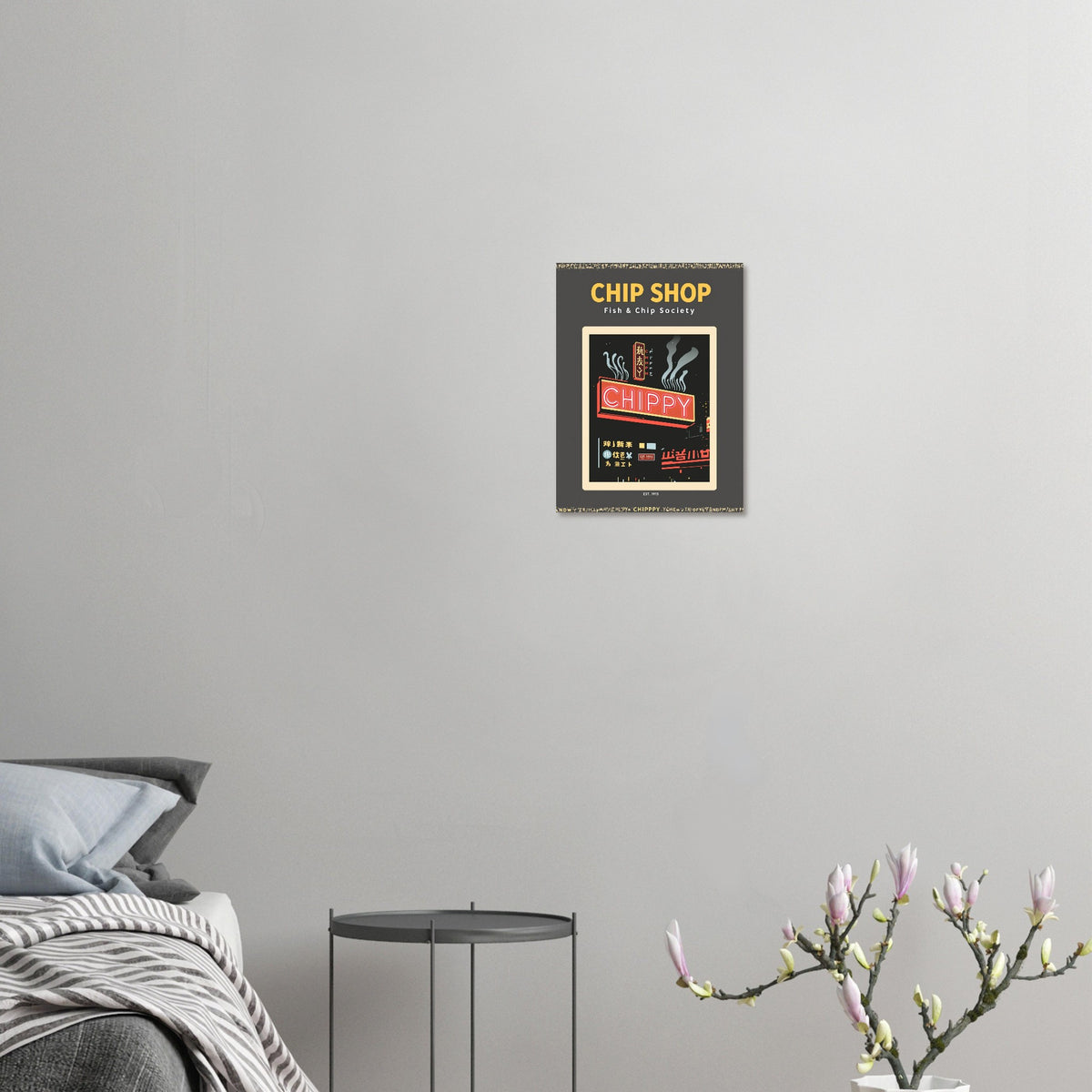 Chip Shop Vintage Travel Art Wall Art UK Art Print Poster Wall Art UK UK Gift Art Print — detail view | Wild Thread Co