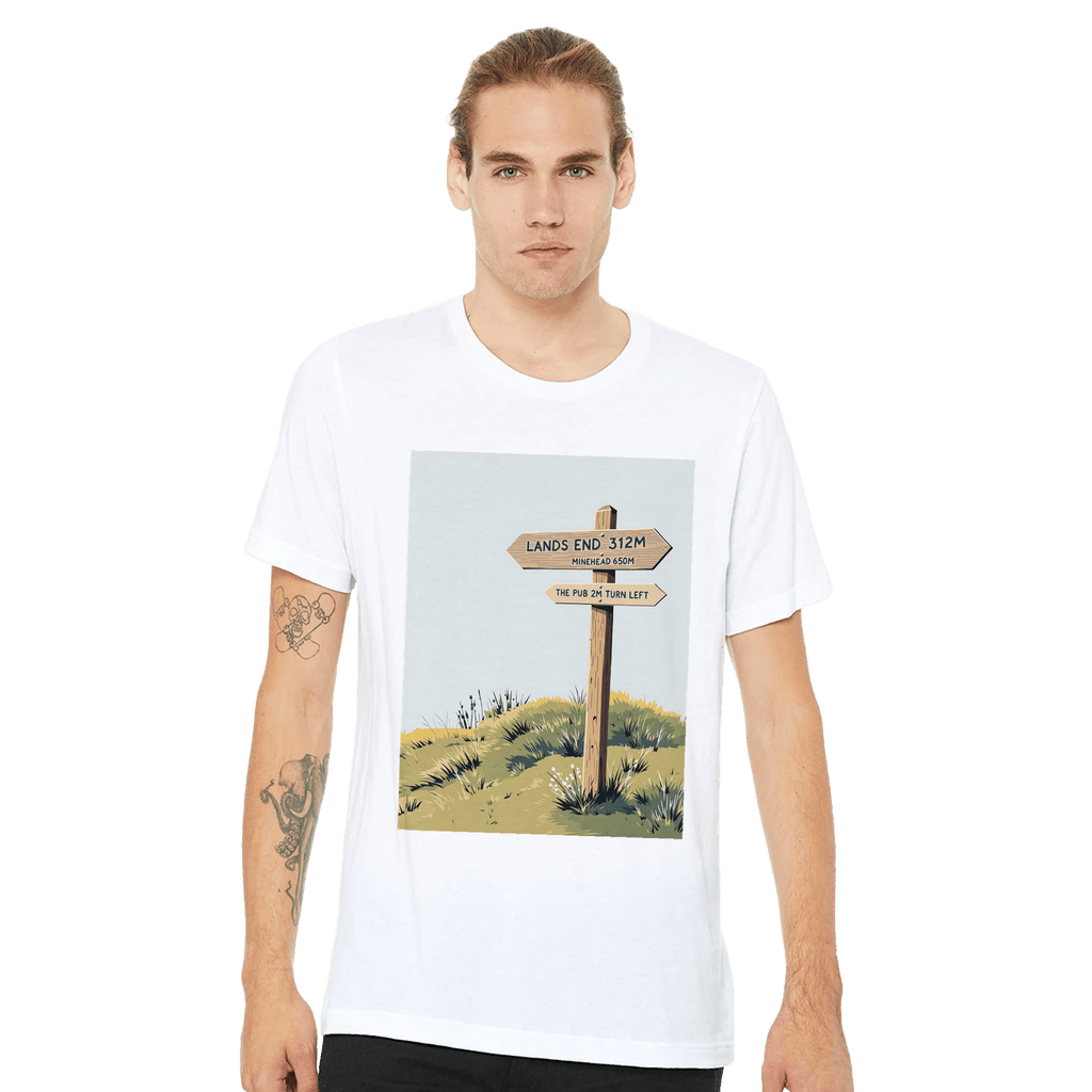 Coastal Path Signpost T-Shirt | SWCP Walking Tee Navy - Wild Thread Co
