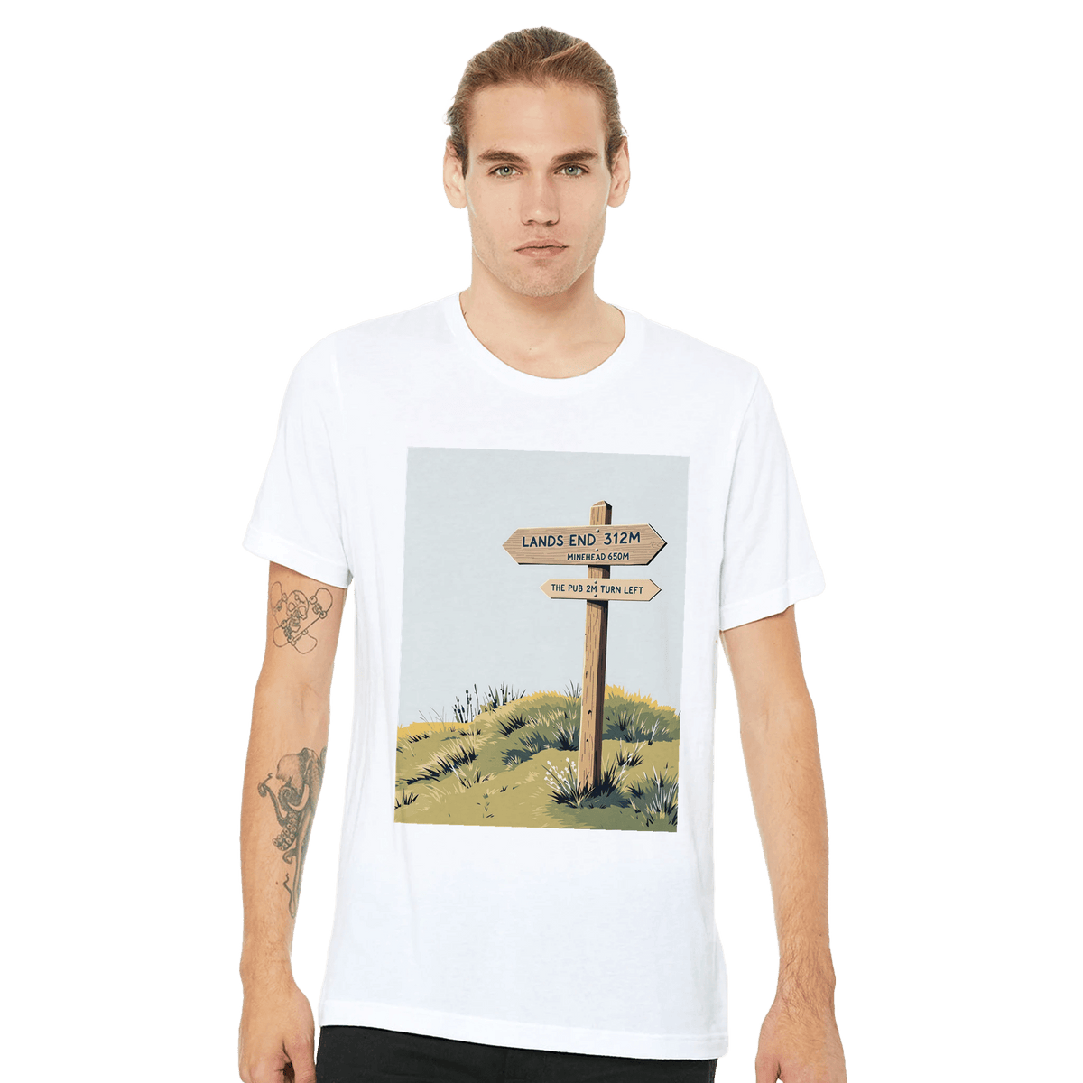 Coastal Path Signpost T-Shirt | SWCP Walking Tee Navy - Wild Thread Co