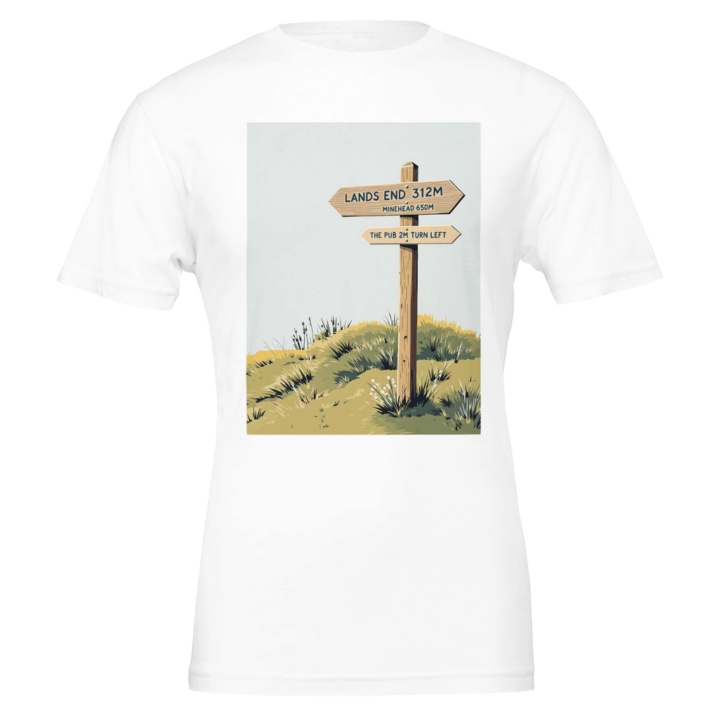 Coastal Path Signpost T-Shirt | SWCP Walking Tee Navy - Wild Thread Co
