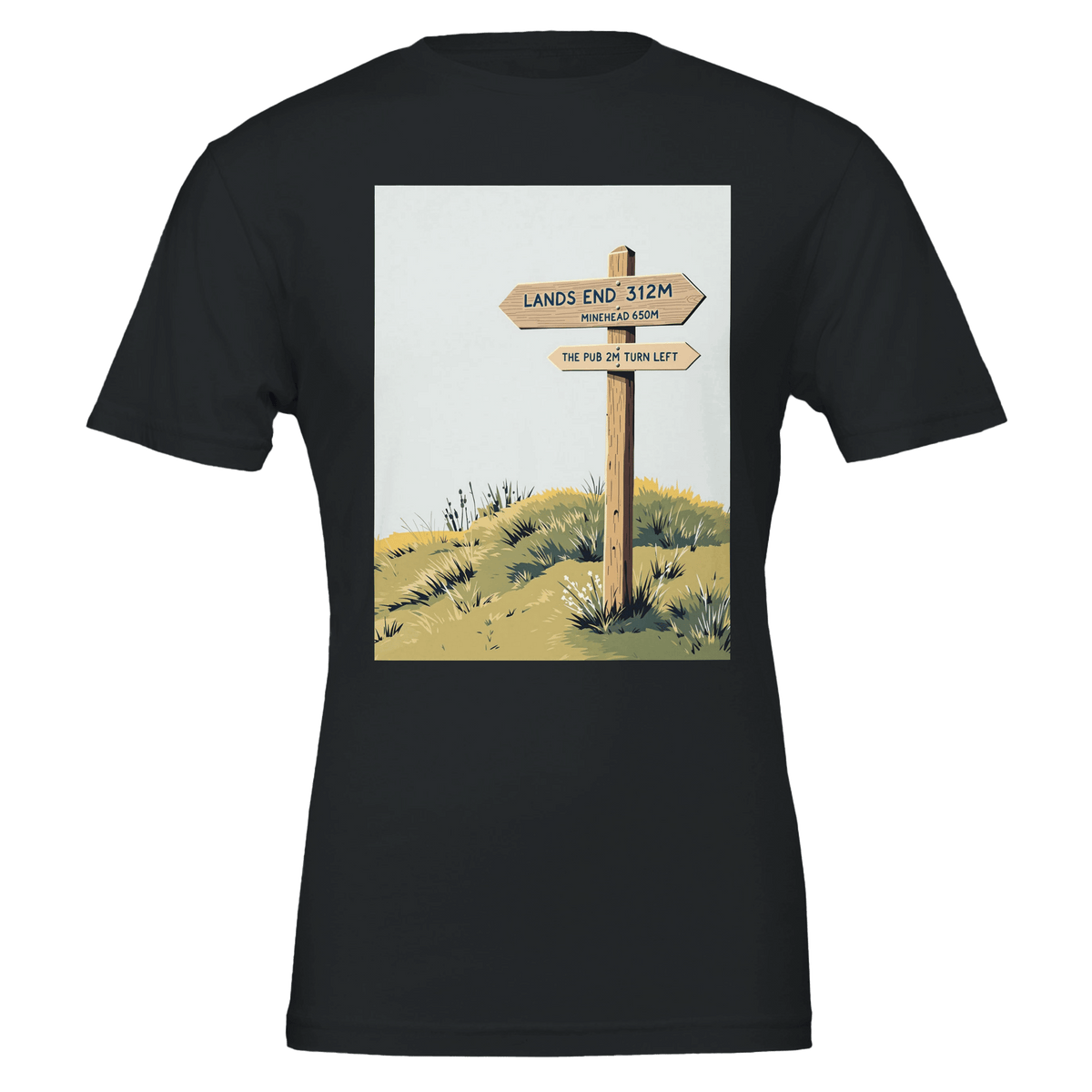 Coastal Path Signpost T-Shirt | SWCP Walking Tee Navy - Wild Thread Co