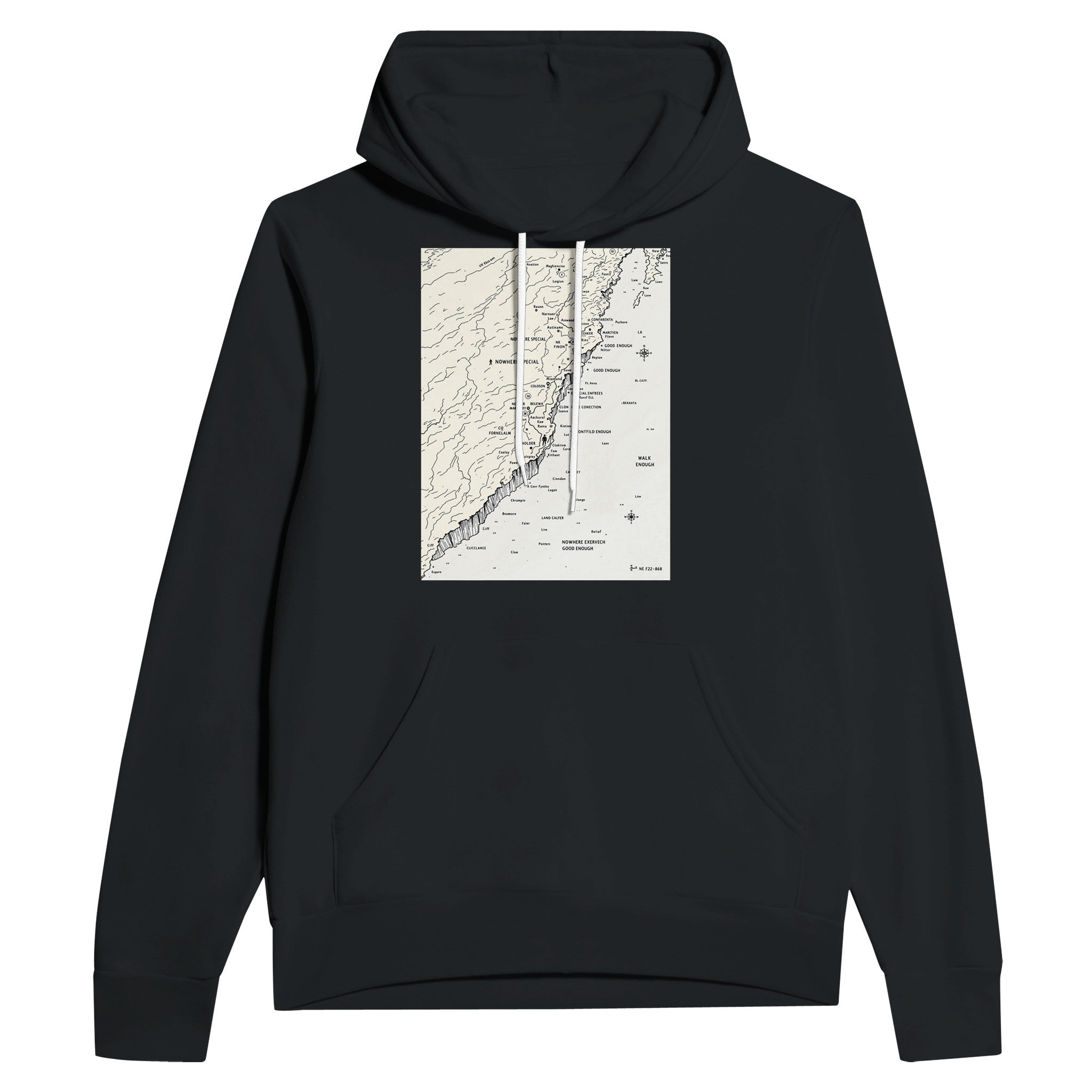 Coastal Walking Map Hoodie | Hand-Drawn Walker Gift UK Hiking Hoodie - Wild Thread Co