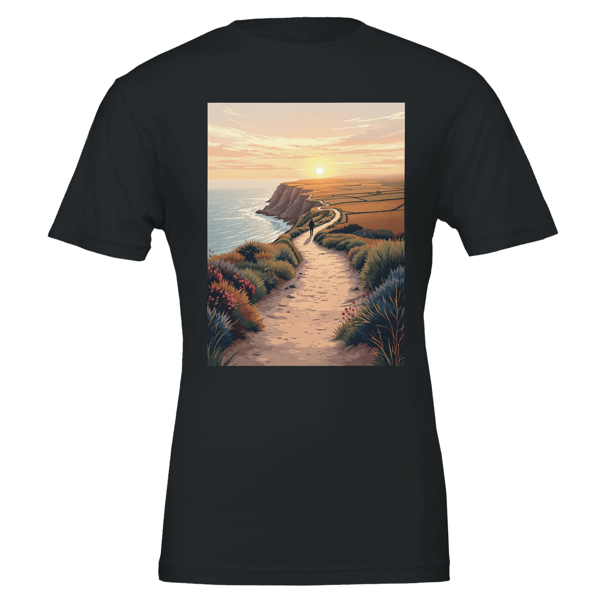 Coastal Walking Tee | Dawn Path Design | UK Coast Path Gift - Wild Thread Co