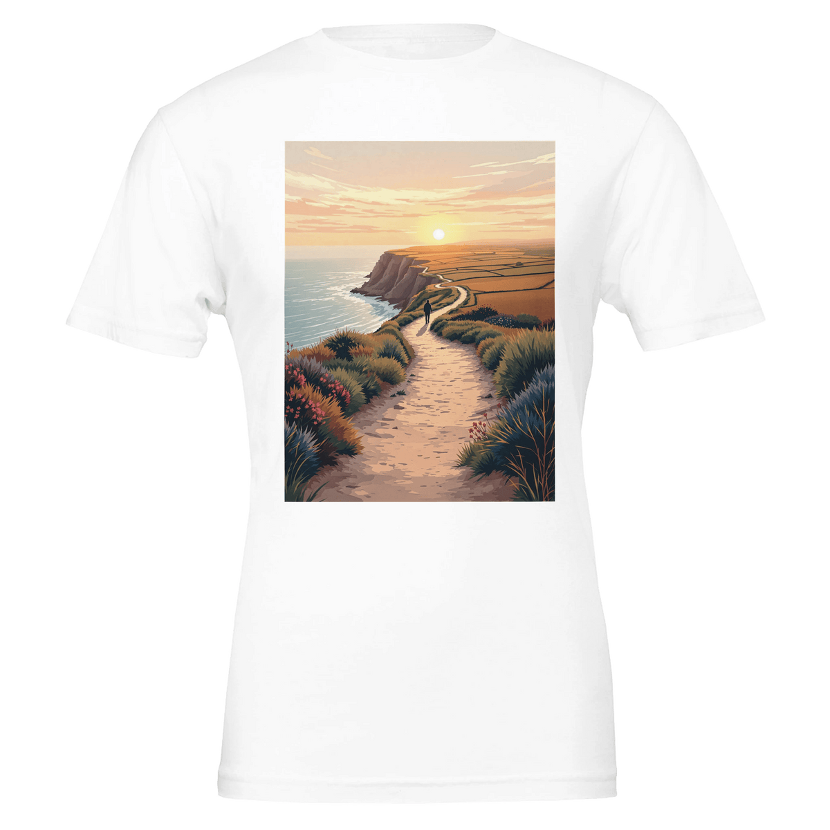 Coastal Walking Tee | Dawn Path Design | UK Coast Path Gift - Wild Thread Co