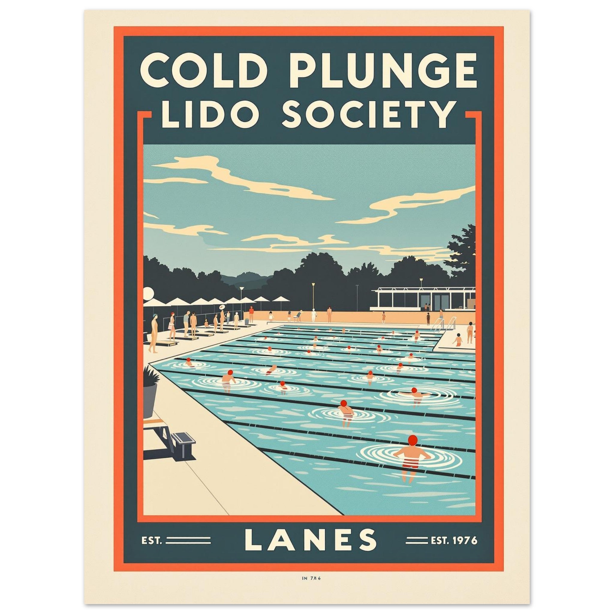 Cold Plunge Vintage Travel Art Wall Art UK Art Print Poster Wall Art UK UK Gift Art Print — detail view | Wild Thread Co