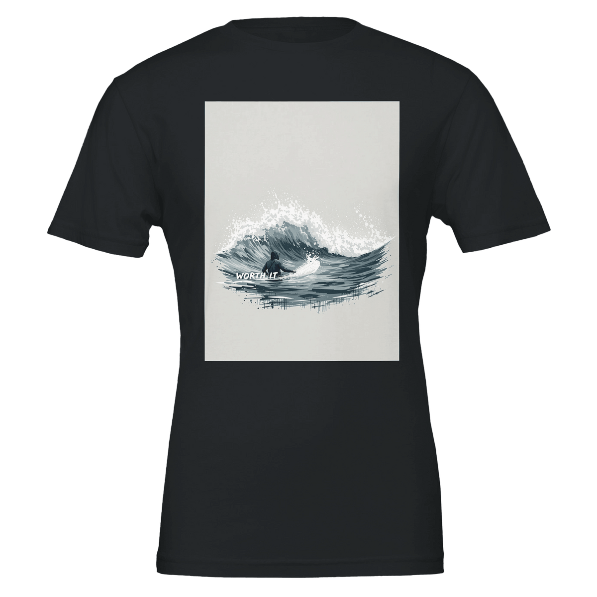 Cold Water Surf Tee | Surfer Gift UK | WORTH IT Navy T-Shirt - Wild Thread Co
