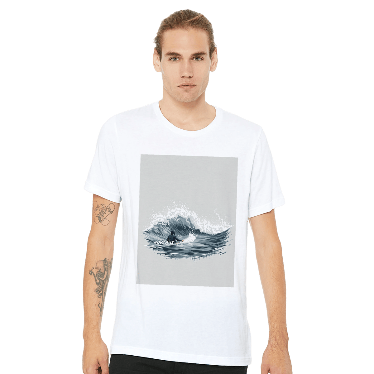 Cold Water Surf Tee | Surfer Gift UK | WORTH IT Navy T-Shirt - Wild Thread Co
