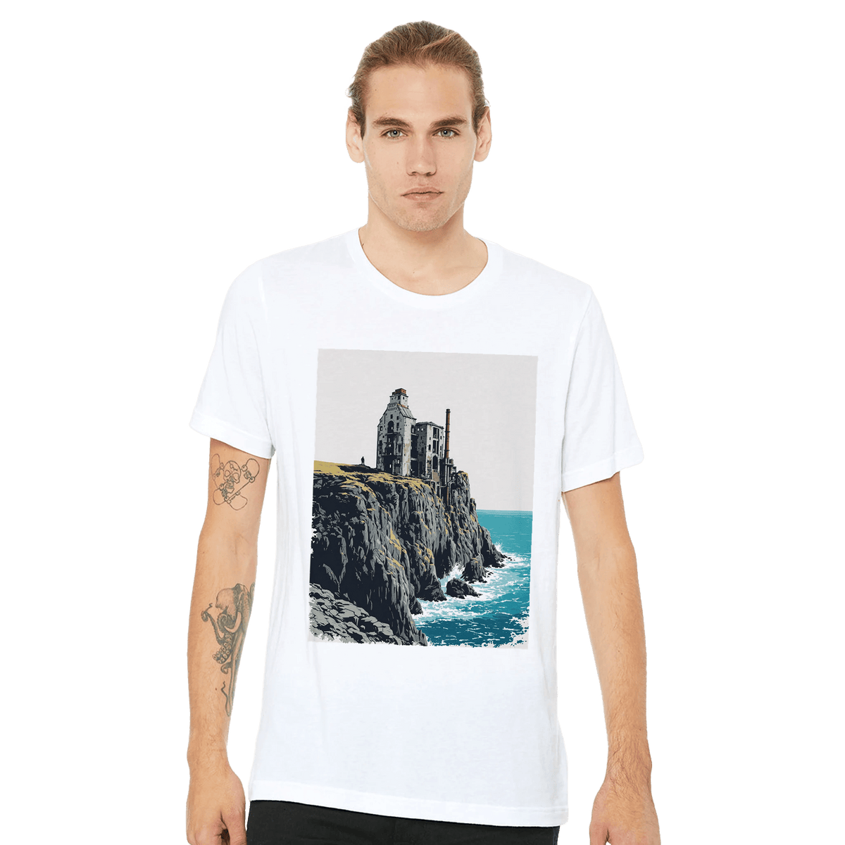 Cornish Tin Mine T-Shirt | Heritage Cliff Design | Cornwall Gift Tee - Wild Thread Co