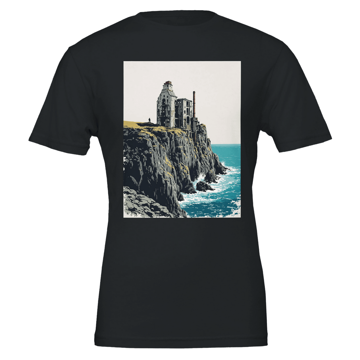 Cornish Tin Mine T-Shirt | Heritage Cliff Design | Cornwall Gift Tee - Wild Thread Co