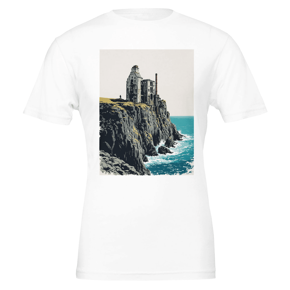 Cornish Tin Mine T-Shirt | Heritage Cliff Design | Cornwall Gift Tee - Wild Thread Co