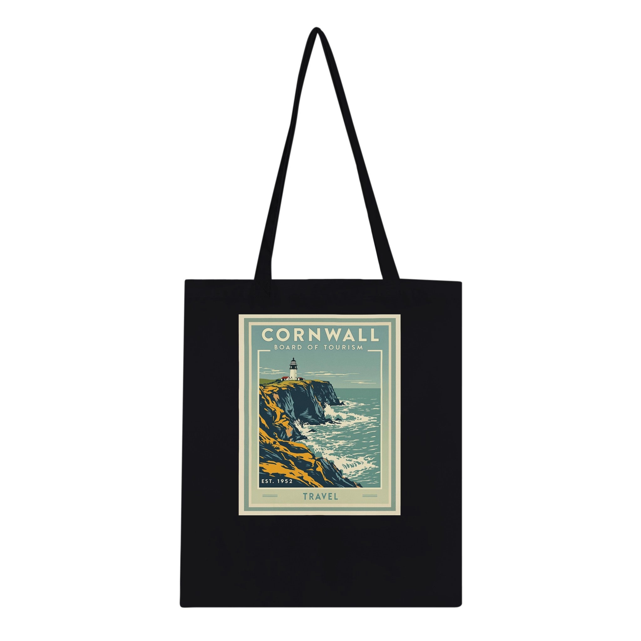 Cornwall Vintage Travel Tote Bag Cotton Shopper UK Tote Bag — detail view | Wild Thread Co
