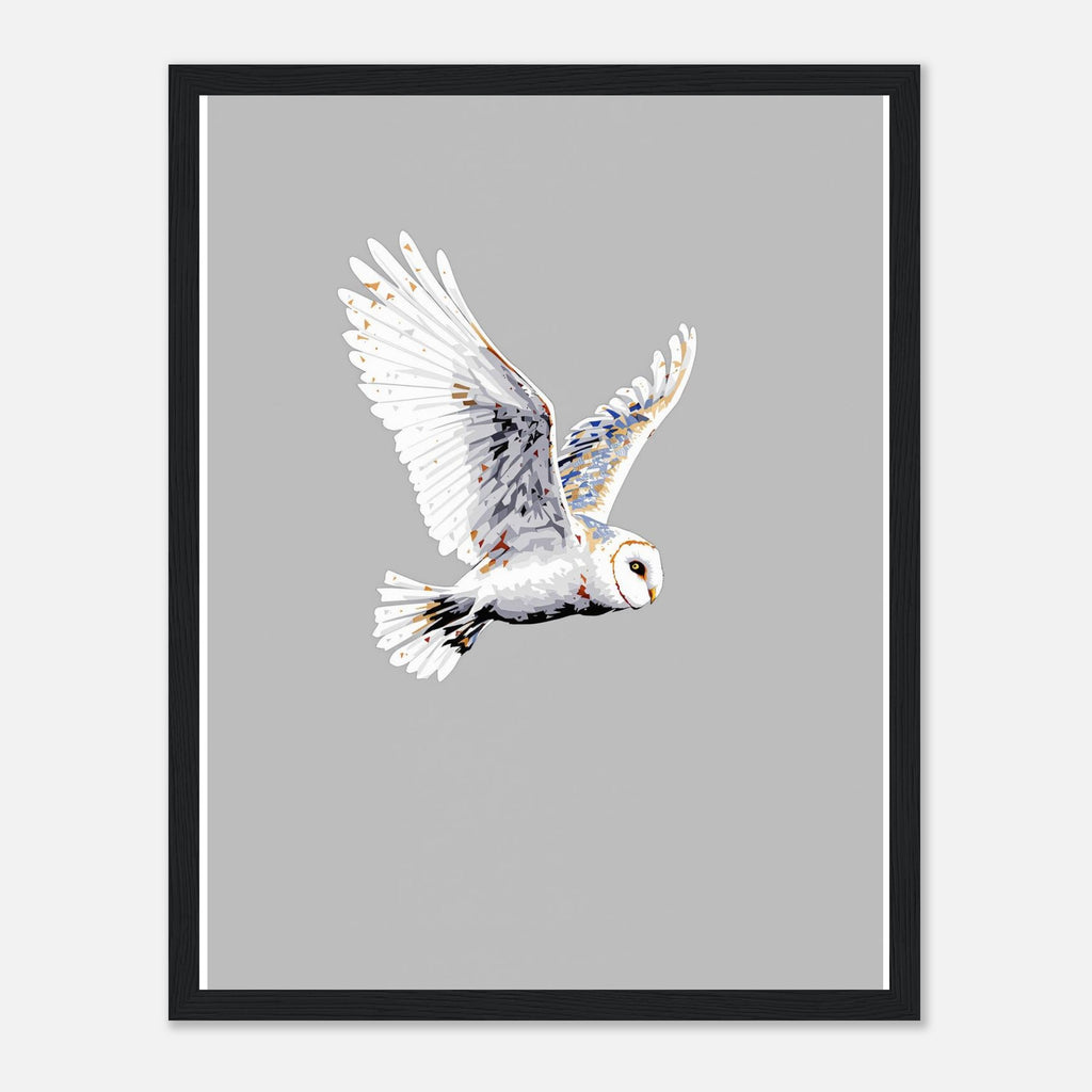Barn Owl Flight Framed Print Wall Art Ready to Hang UK Framed Art Print — detail view | Wild Thread Co