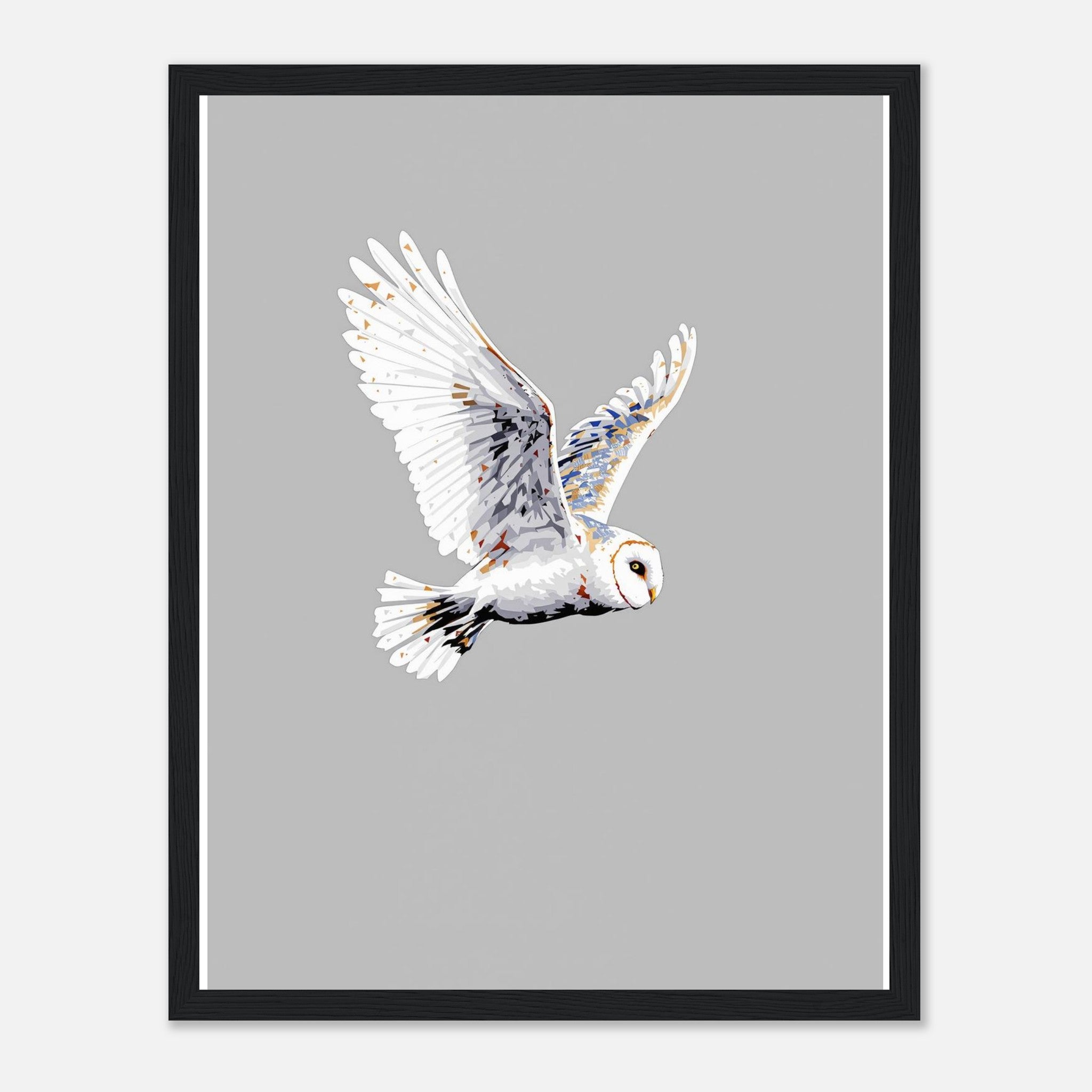 Barn Owl Flight Framed Print Wall Art Ready to Hang UK Framed Art Print — detail view | Wild Thread Co