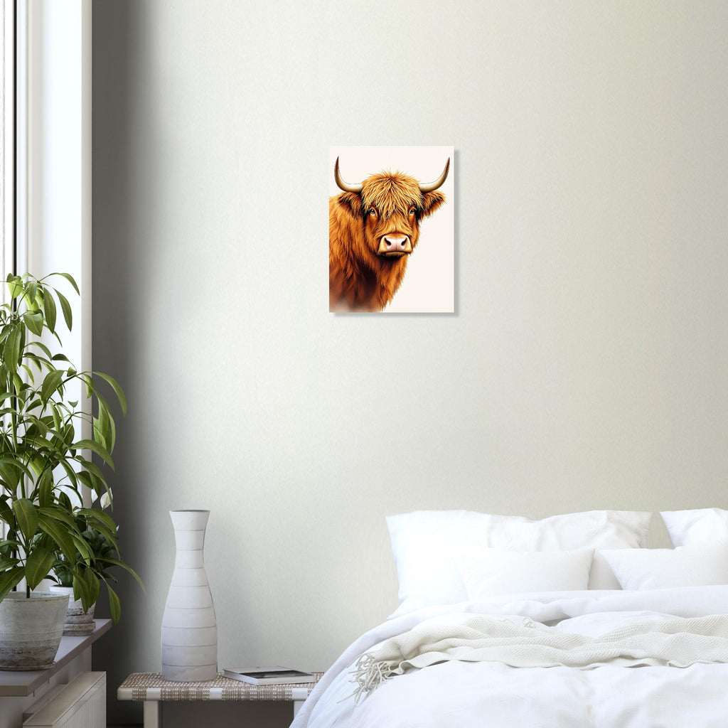 Highland Cattle Portrait Art Wall Art UK Art Print Poster Wall Art UK UK Gift Art Print — detail view | Wild Thread Co
