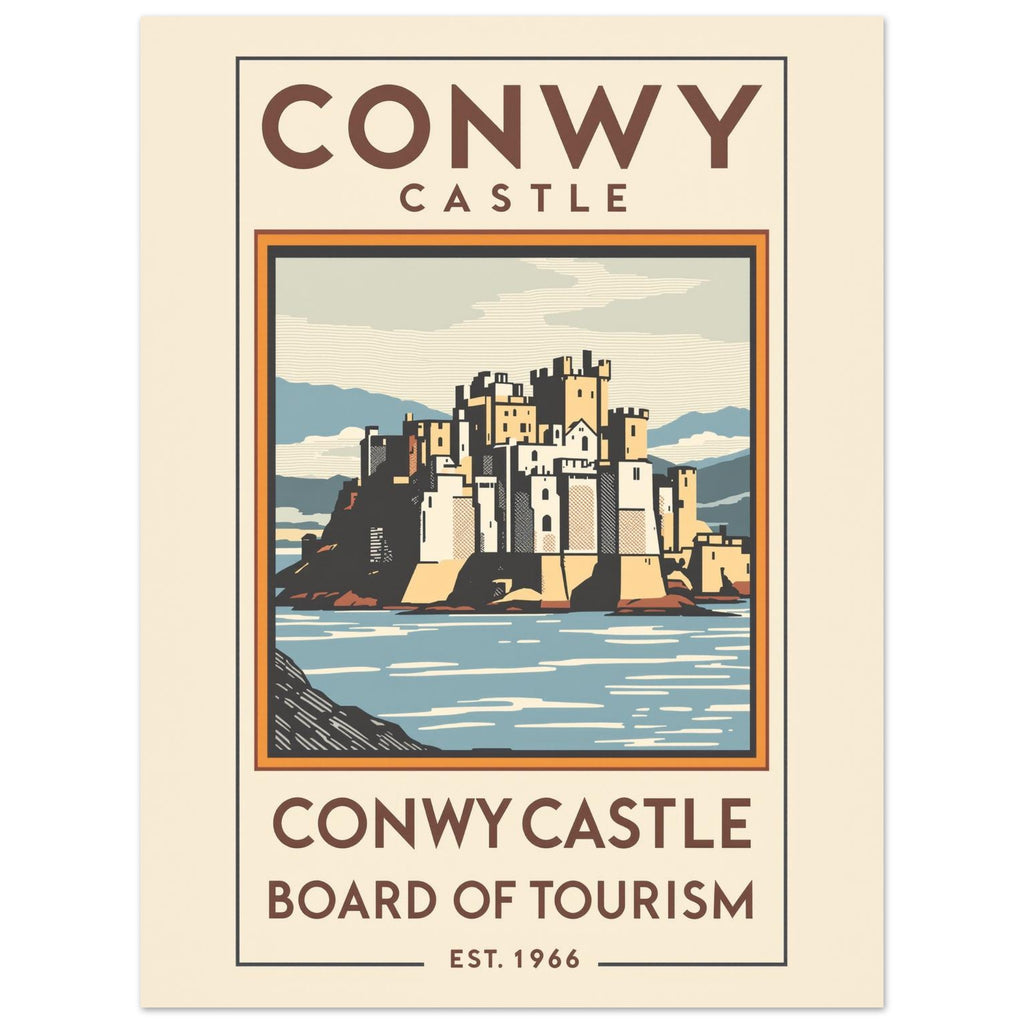 Conwy Castle Vintage Travel Poster Art Print — detail view | Wild Thread Co