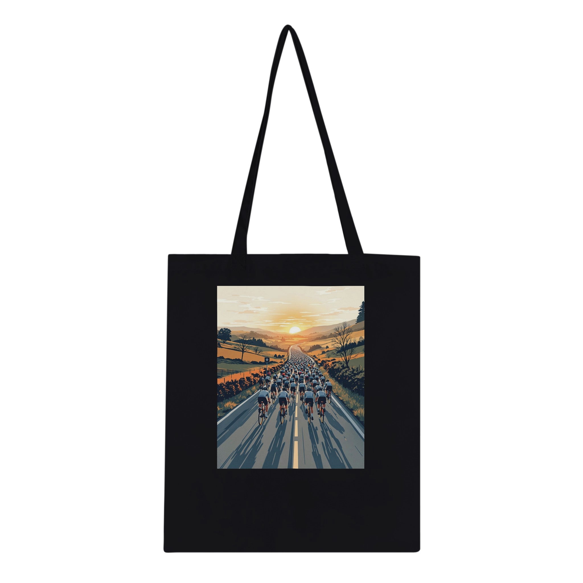 Cycling Sportive Dawn Mass Start Tote Bag Cotton Shopper UK Tote Bag — detail view | Wild Thread Co