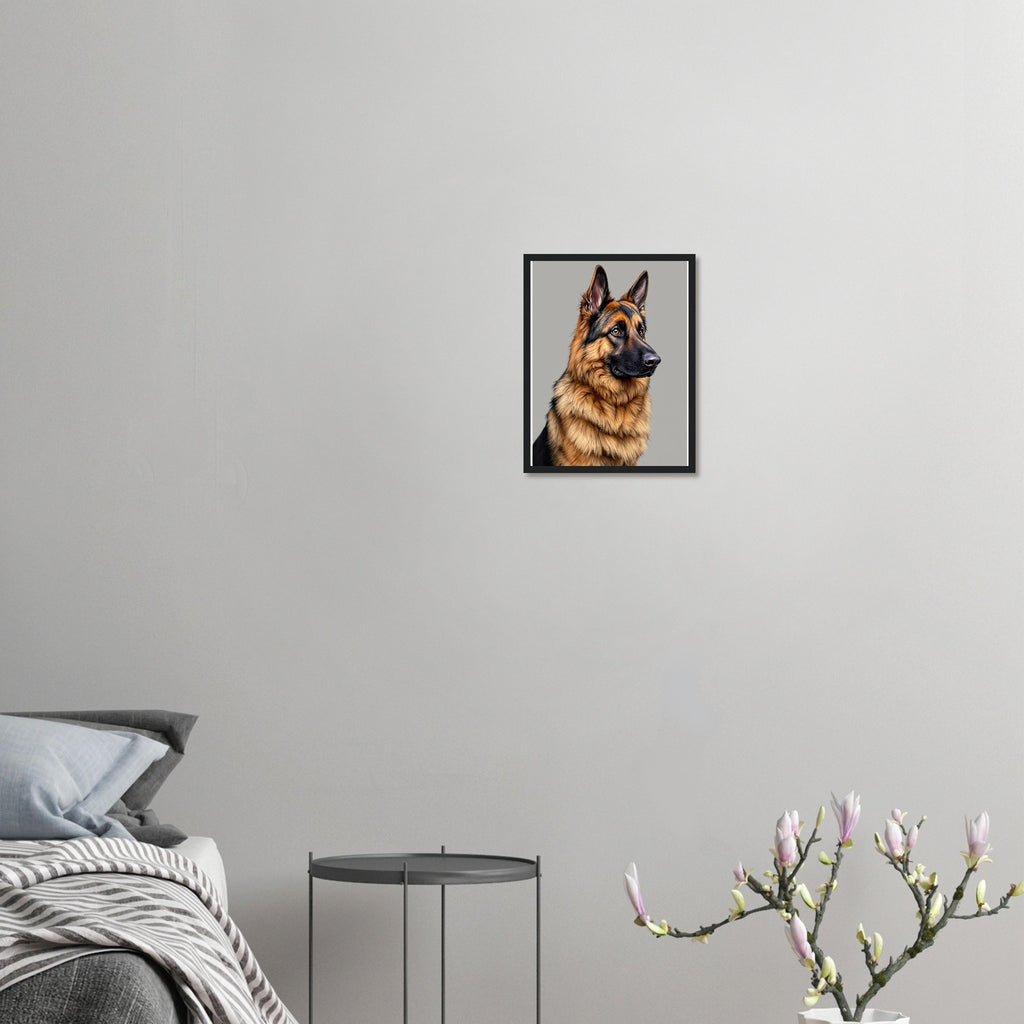 German Shepherd Noble Framed Art Print — detail view | Wild Thread Co