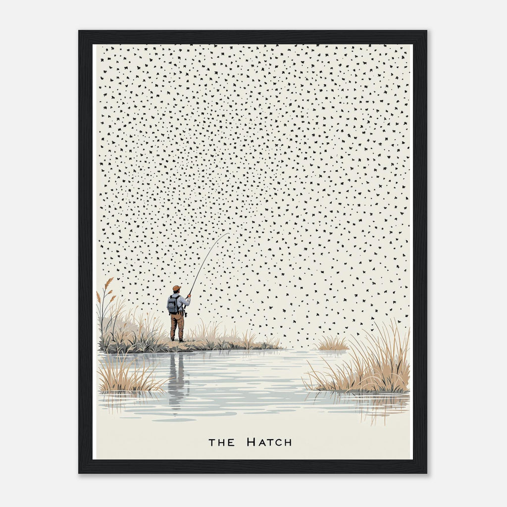 Chalk Stream Trout Rising Mayfly Framed Print Wall Art Ready to Hang Framed Art Print — detail view | Wild Thread Co