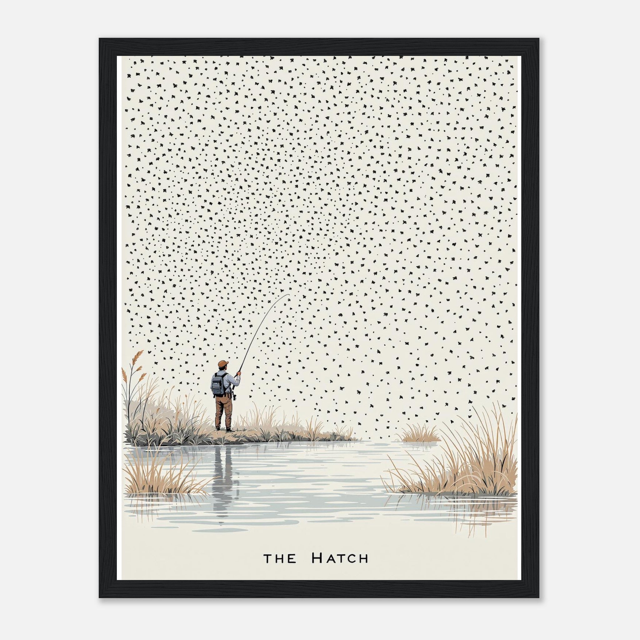 Chalk Stream Trout Rising Mayfly Framed Print Wall Art Ready to Hang Framed Art Print — detail view | Wild Thread Co