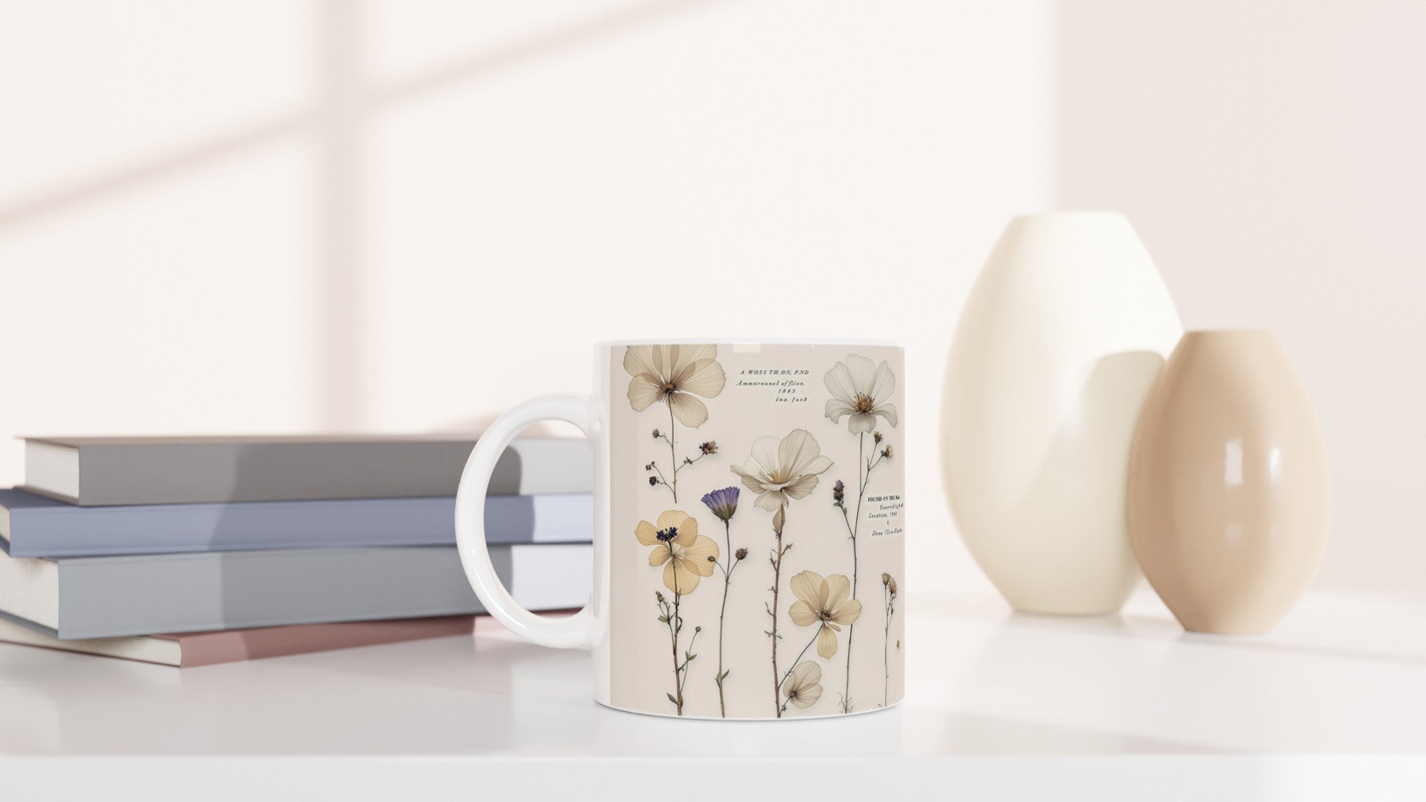 Victorian Pressed Flower Botanical Mug — detail view | Wild Thread Co