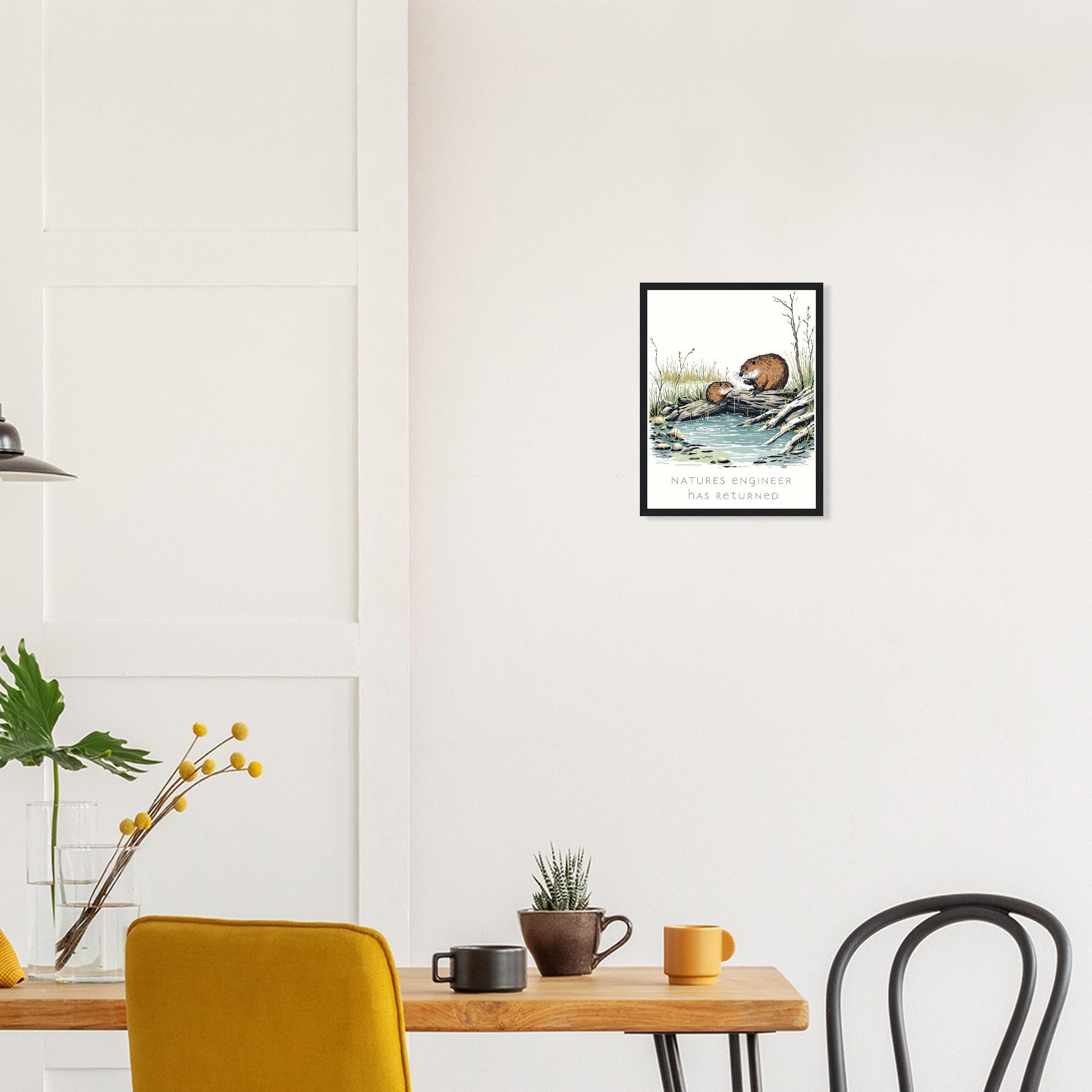 Beaver Rewilding Dam Builder Framed Art Print — detail view | Wild Thread Co