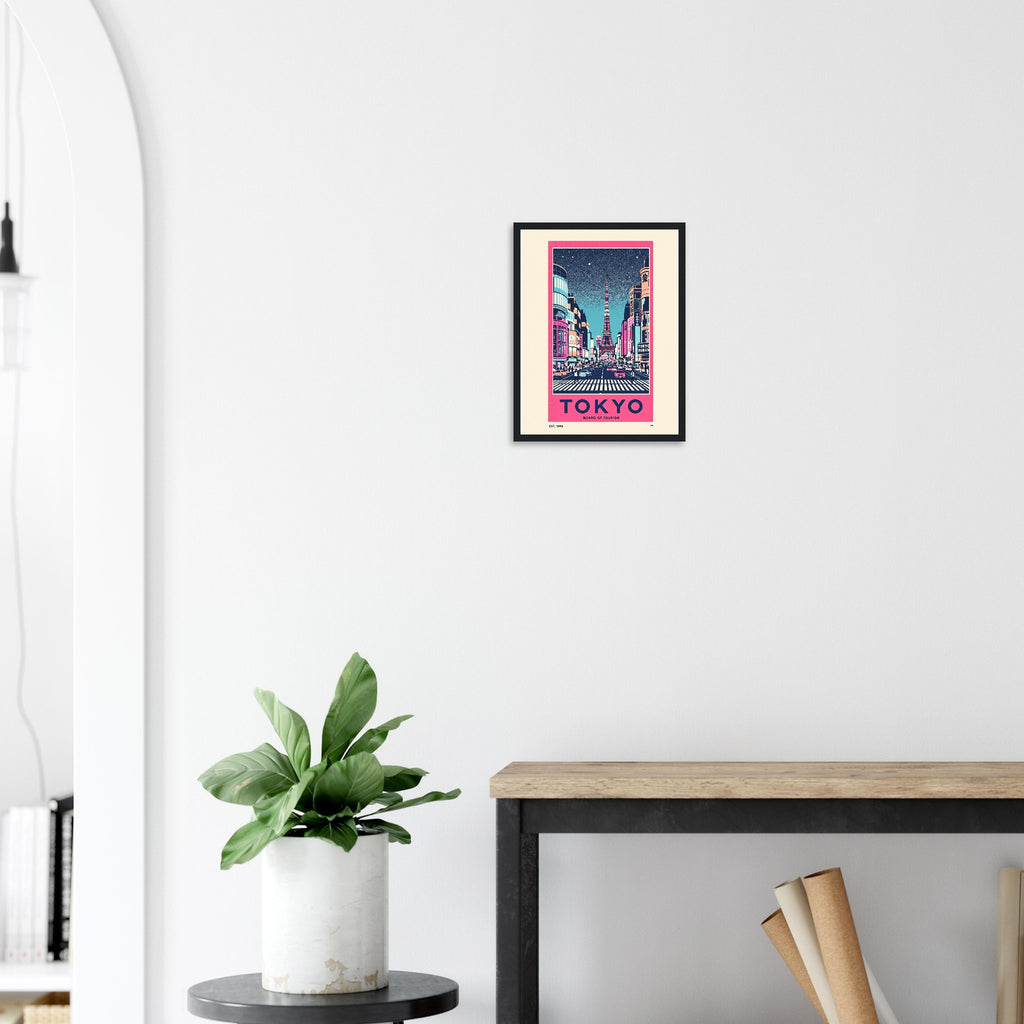 Tokyo Vintage Travel Poster Framed Art Print — detail view | Wild Thread Co