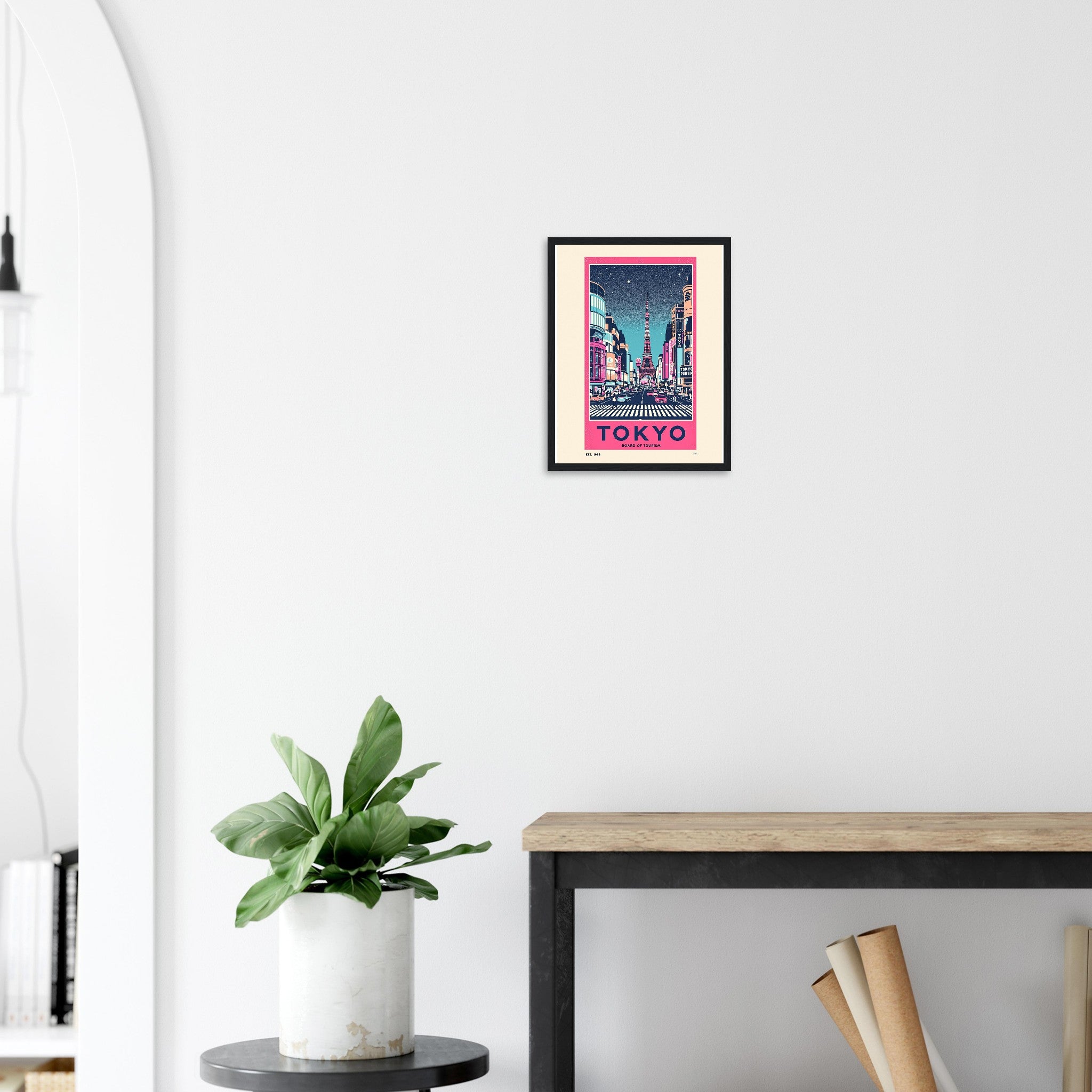 Tokyo Vintage Travel Poster Framed Art Print — detail view | Wild Thread Co