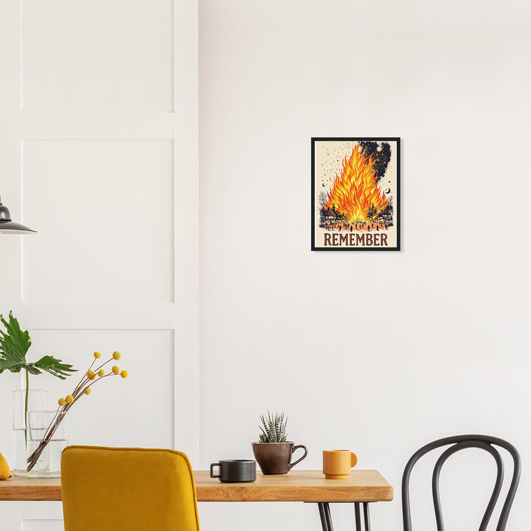 Bonfire Night Village Fire Framed Print — Framed Art Print | Wild Thread Co