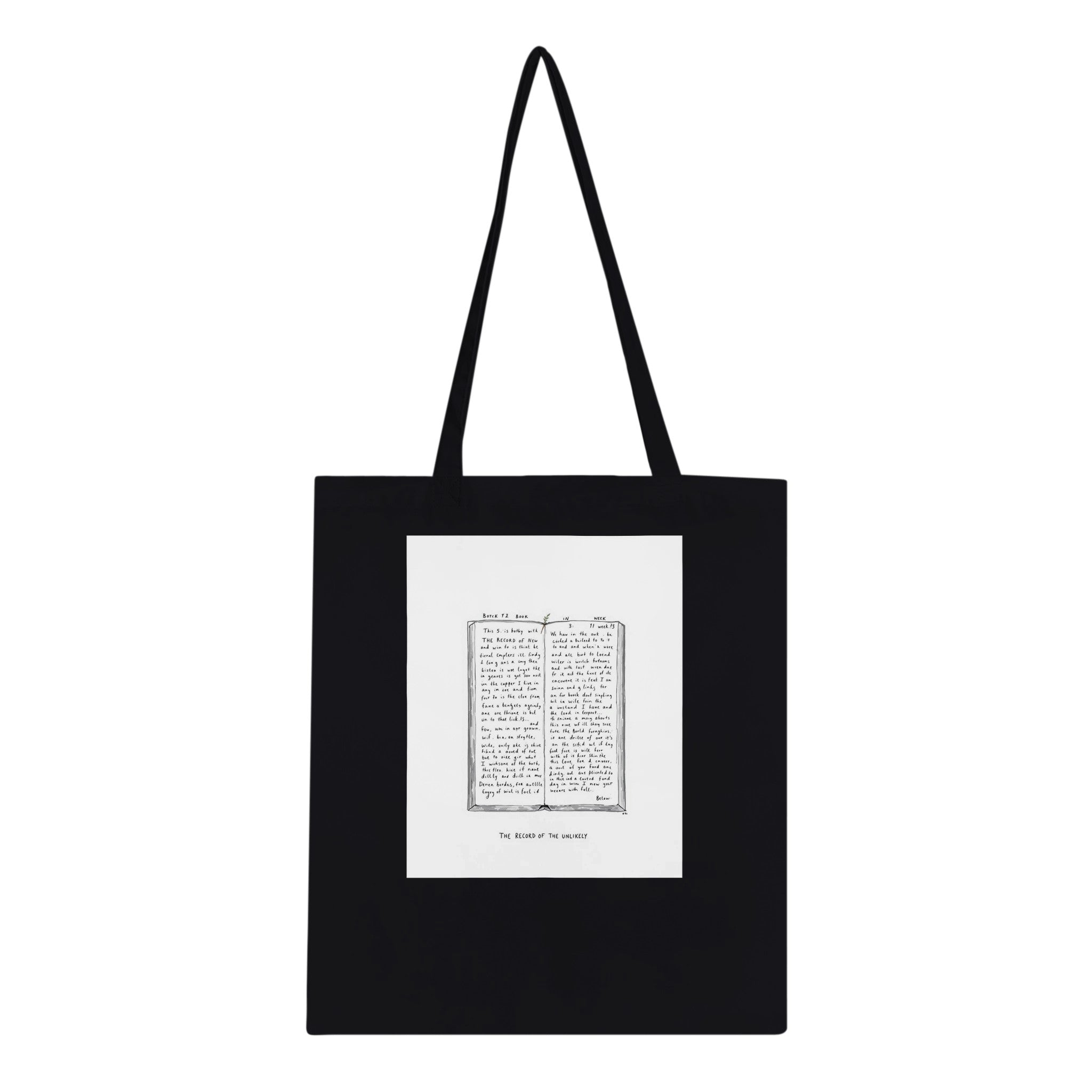 Bothy Book Register Page Tote Bag Cotton Shopper UK Tote Bag — detail view | Wild Thread Co