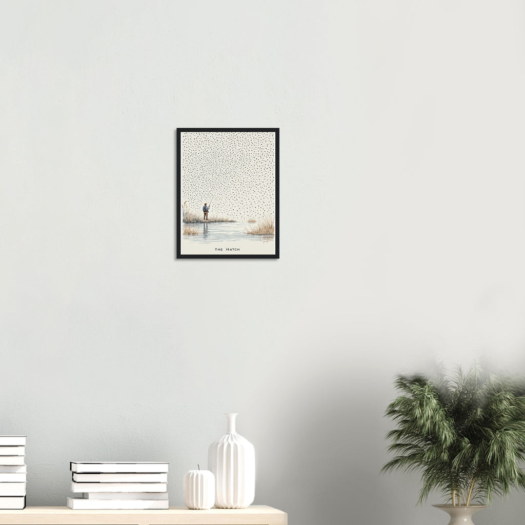 Chalk Stream Trout Rising Mayfly Framed Print Wall Art Ready to Hang Framed Art Print — detail view | Wild Thread Co