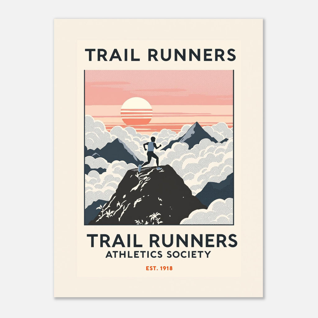 Trail Runners Vintage Travel Poster Art Print — detail view | Wild Thread Co