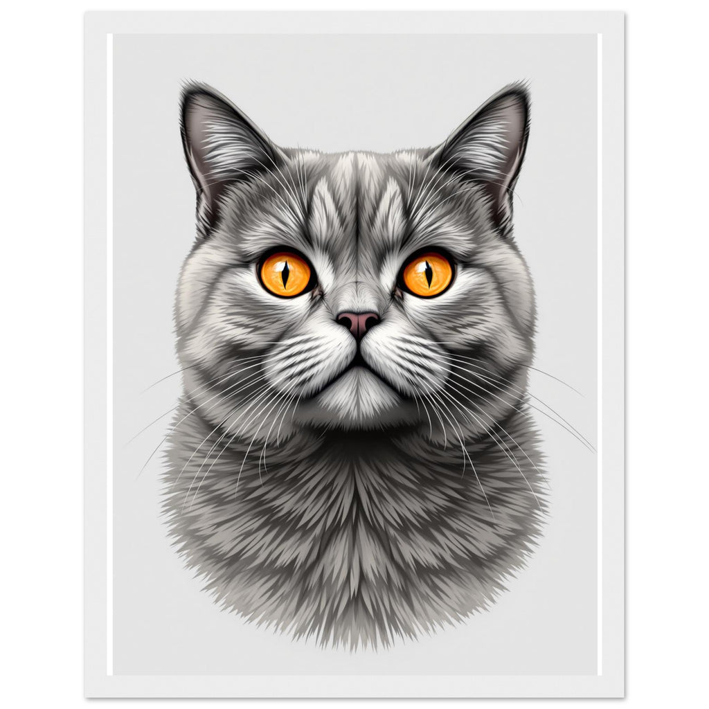 Shorthair Art Framed Print Wall Art Ready to Hang UK Framed Art Print — detail view | Wild Thread Co