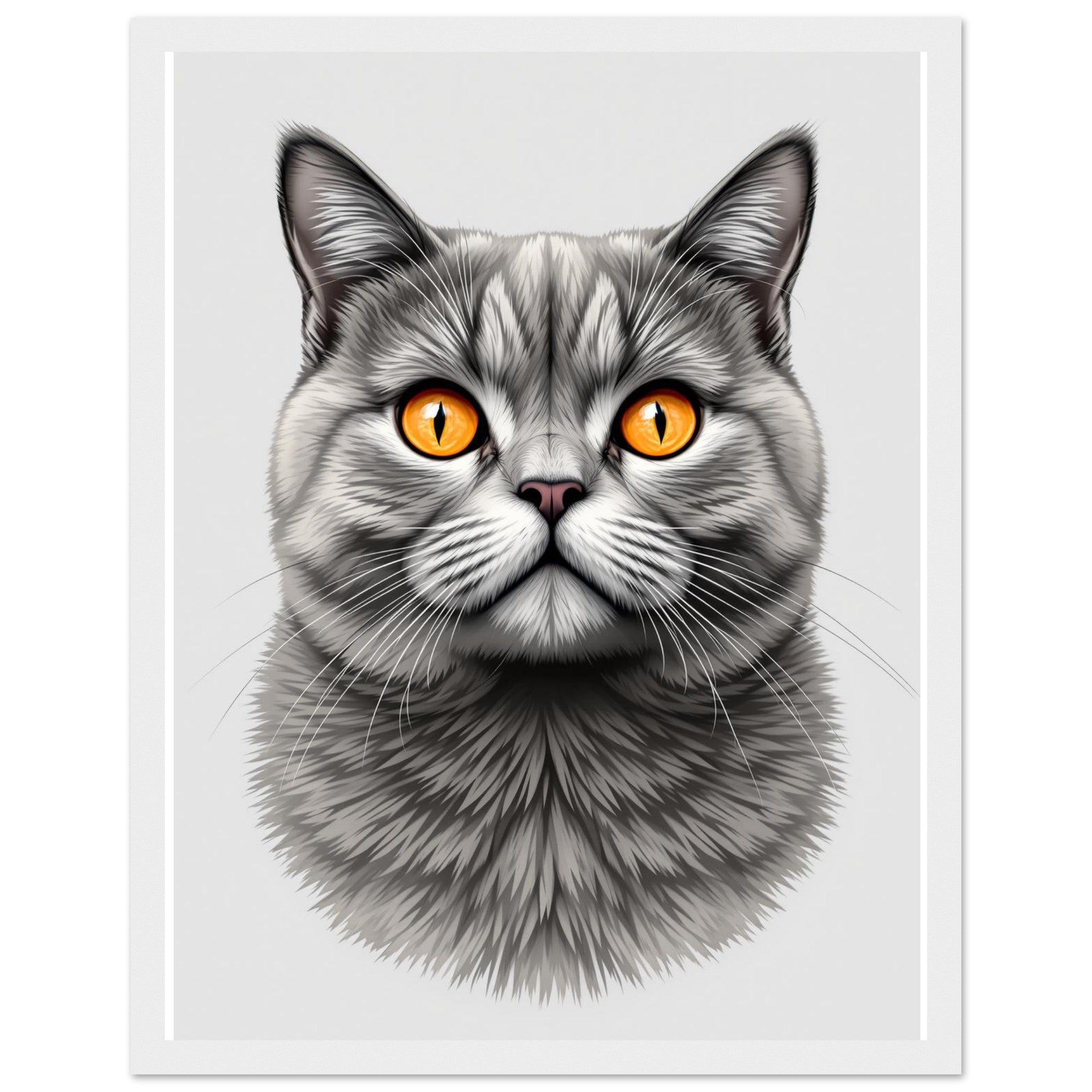 Shorthair Art Framed Print Wall Art Ready to Hang UK Framed Art Print — detail view | Wild Thread Co