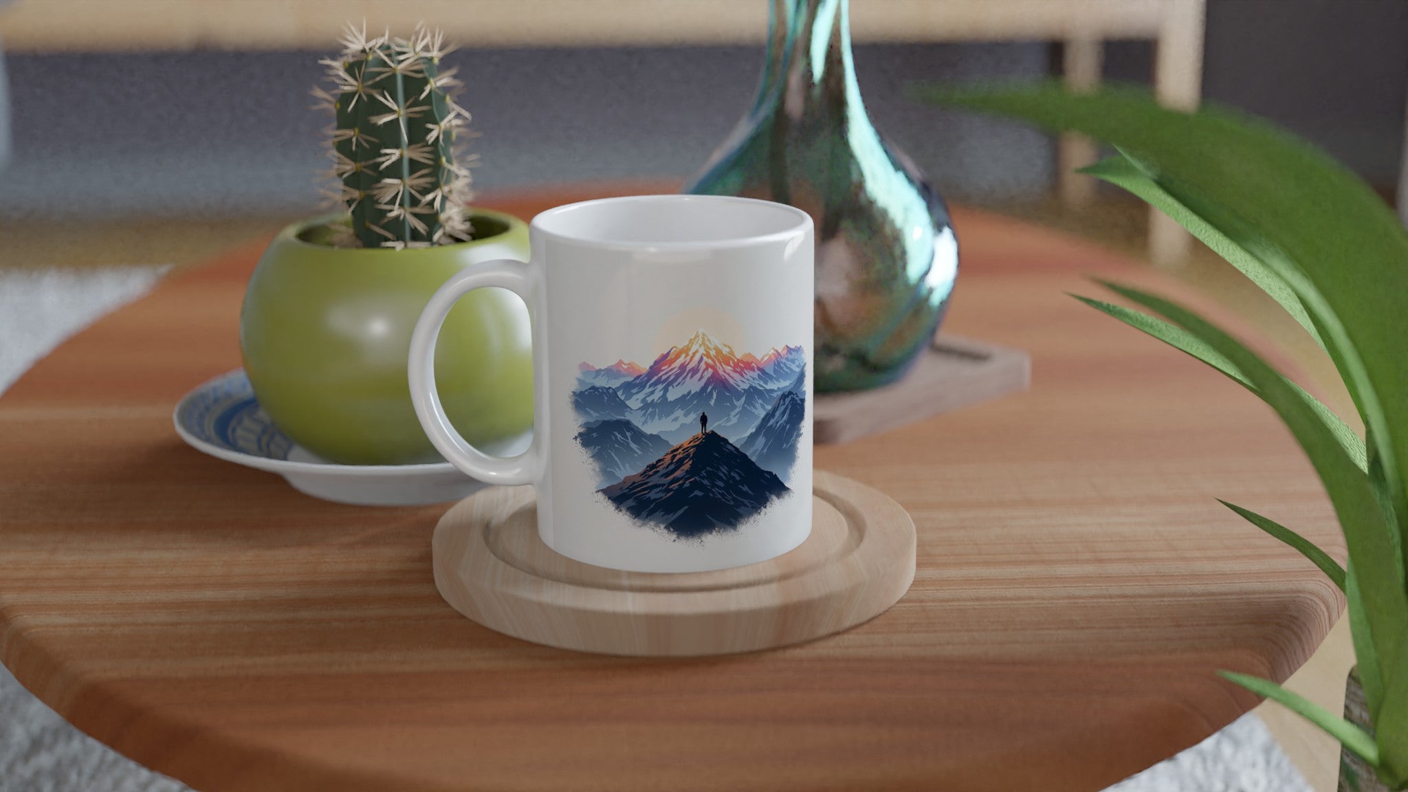 New Day Mountain Light Alpenglow Mug — detail view | Wild Thread Co