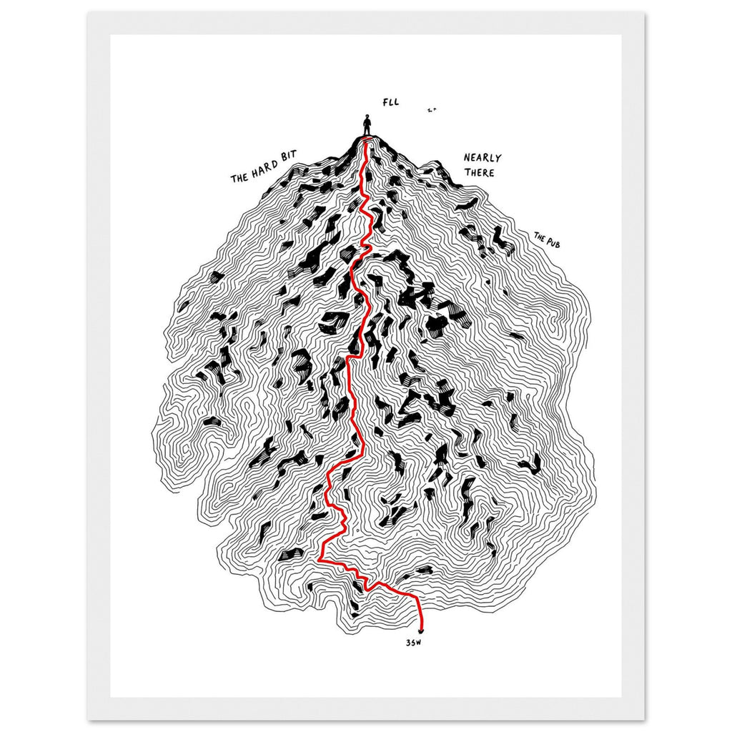 Fell Walking Map Framed Print Wall Art Ready to Hang UK Framed Art Print — detail view | Wild Thread Co