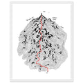 Fell Walking Map Framed Print Wall Art Ready to Hang UK Framed Art Print — detail view | Wild Thread Co