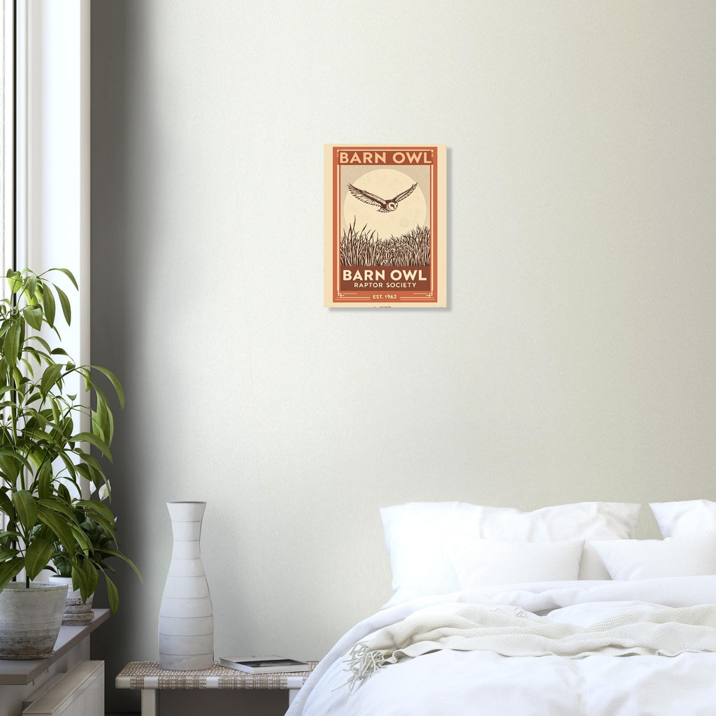 Barn Owl Vintage Travel Poster Art Print — detail view | Wild Thread Co