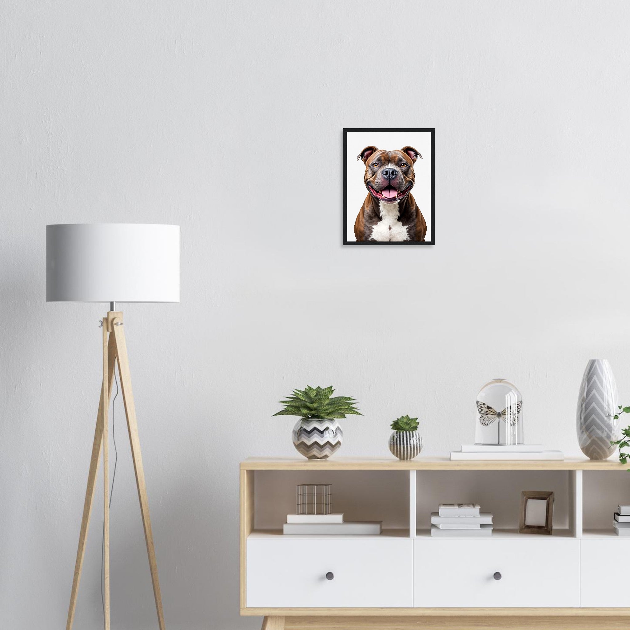 Staffie Smile Framed Framed Art Print — detail view | Wild Thread Co