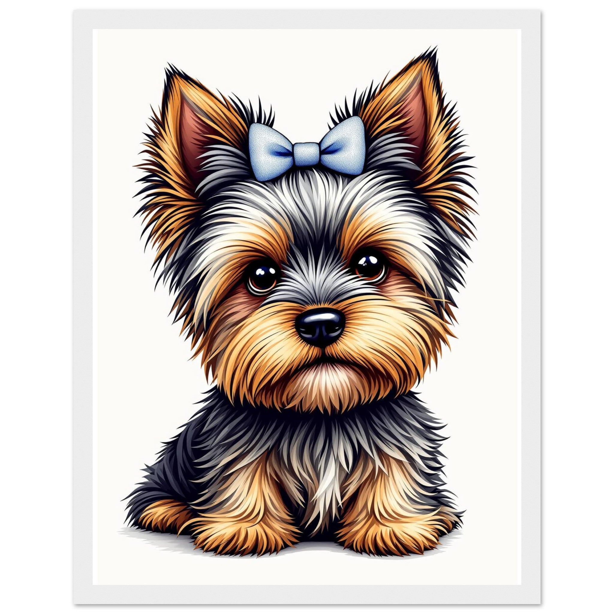 Yorkshire Terrier Art Framed Print Wall Art Ready to Hang UK Framed Art Print — detail view | Wild Thread Co