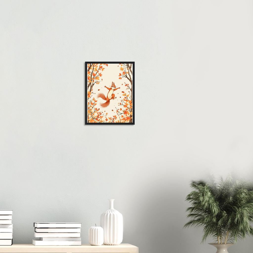 Red Squirrel Native Framed Art Print — detail view | Wild Thread Co