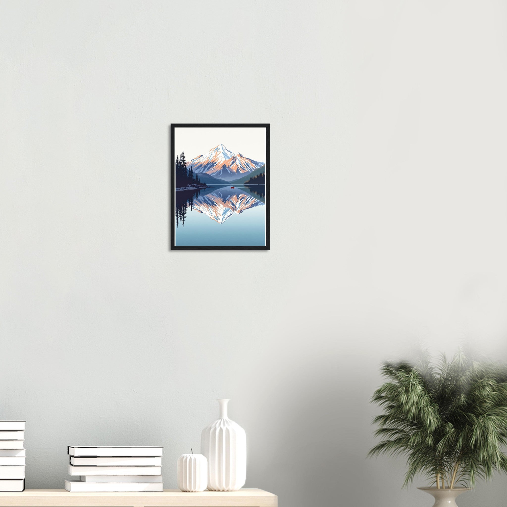 Lake Reflection Still Morning Canoe Framed Print — Framed Art Print | Wild Thread Co