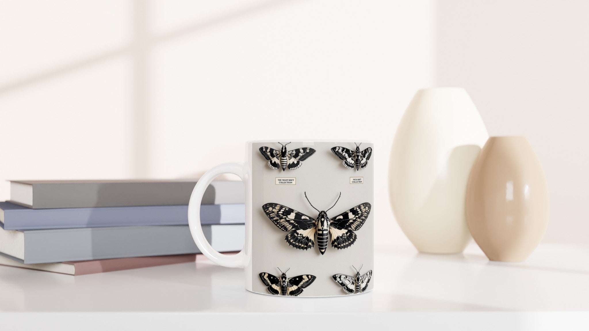 Dark Academia Moth Collector Mug — detail view | Wild Thread Co