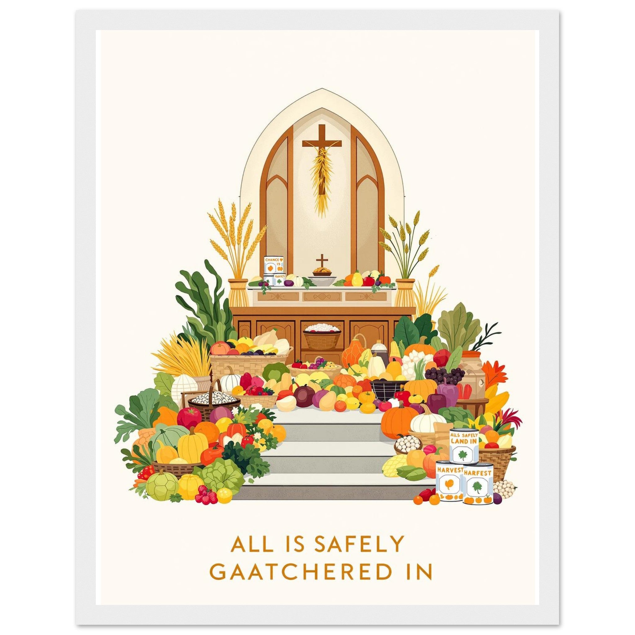 Harvest Festival Church Abundance Print Material — detail view | Wild Thread Co